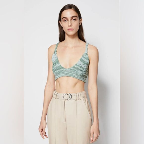 Revolve x Jonathan Simkhai Cora spade dyed Open Cable-Knit Bra Top in jade. S - Picture 4 of 10